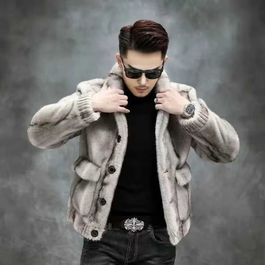 Luxury Brand Winter Fur Jackets Mens Warm Thick Faux Fur Coat Singlebreasted Pocket Stand Up Collar Highend Coat Long SleeveXJ250920