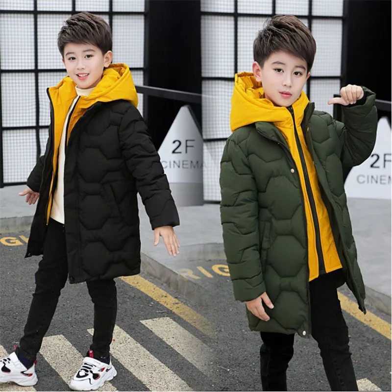 30 Degrees Boys Down Jackets Winter Warm Outerwear Teens Thicken Windproof Coats Kids Clothing Fashion Long Parkas Boys Jackets X250920