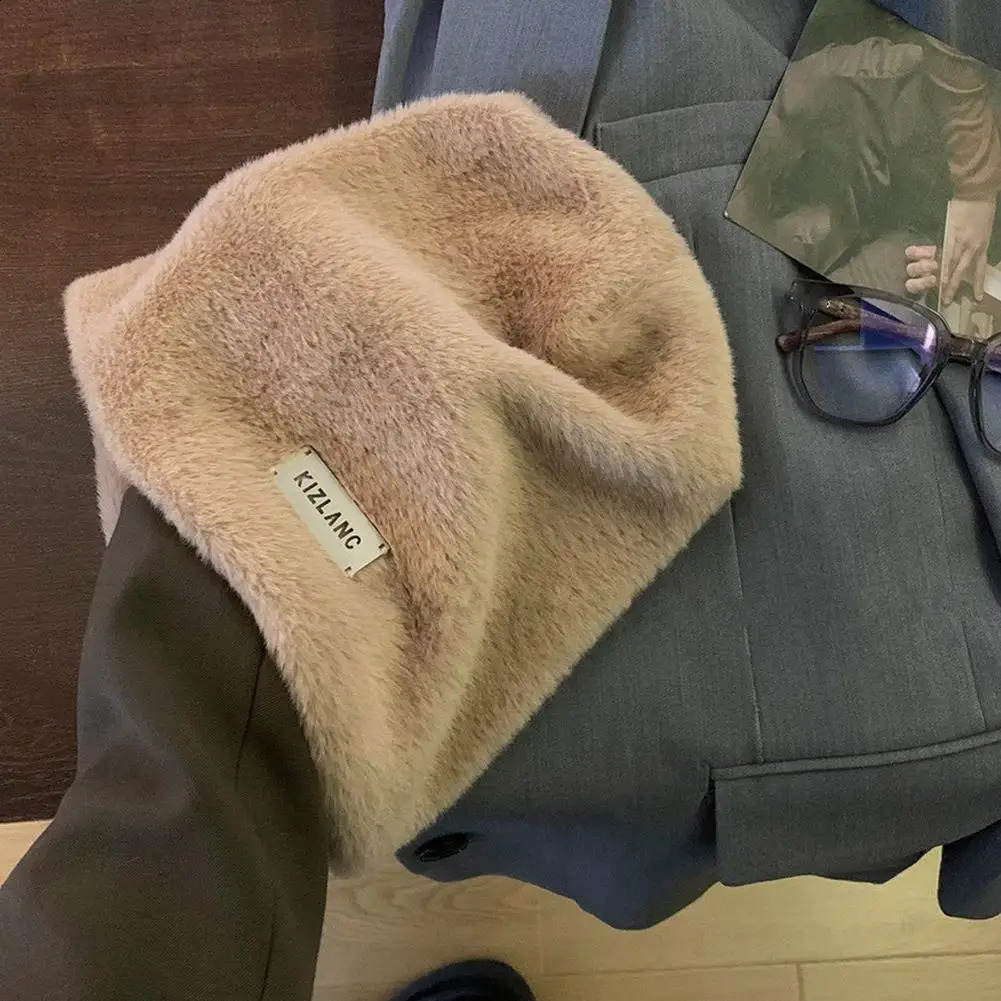 Fashion Women Plush Beanies Hats Winter Warm Solid Baggy Fleece Wool Skullies Hat Outdoor Coldproof Thicken Caps Female Gorros 250919