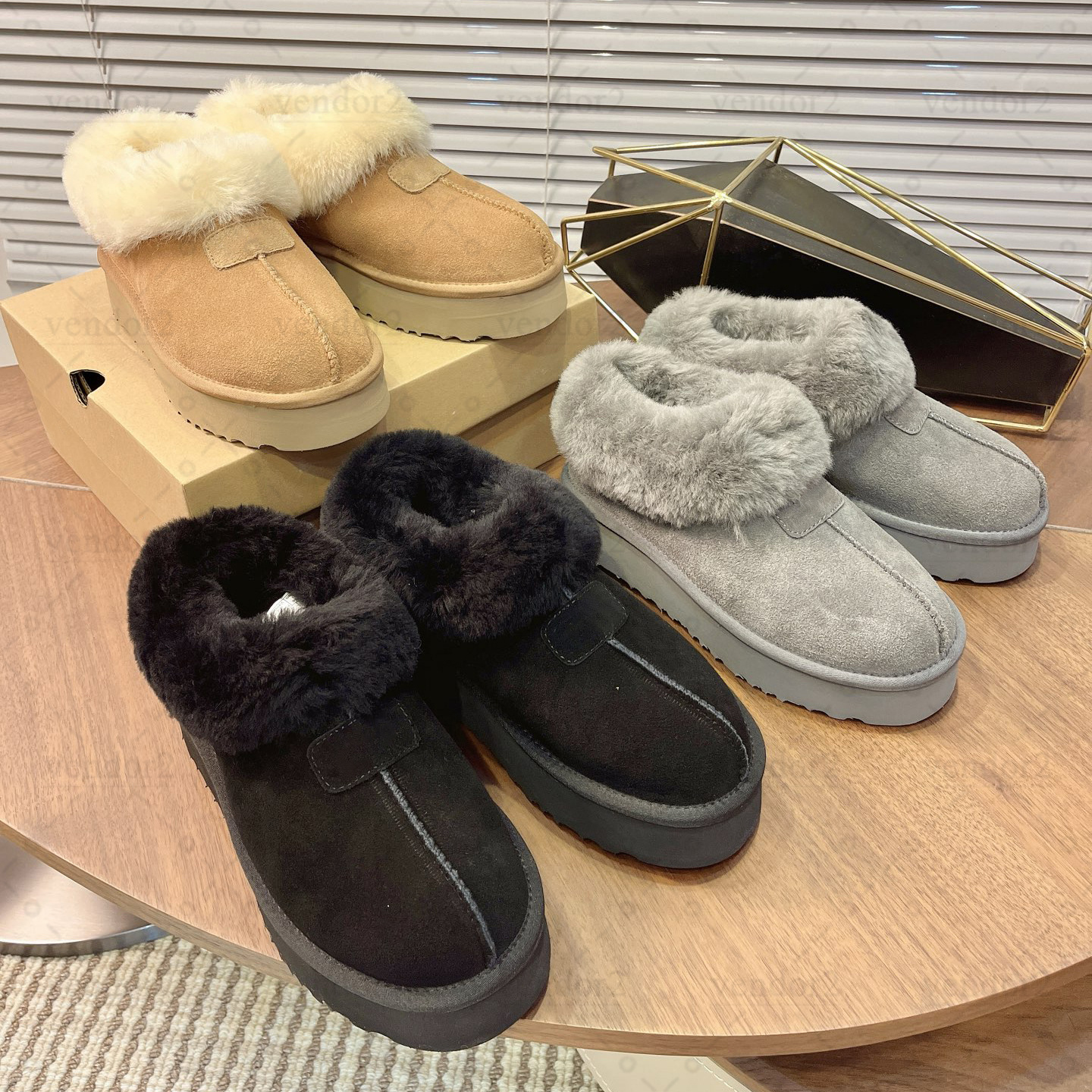 Designer Disquette Slippers Femme Platform Slipper Coquette Classic Mini Ultra Boot Tazzette Fur Slides Sheedskin Suede Upper Sandasl