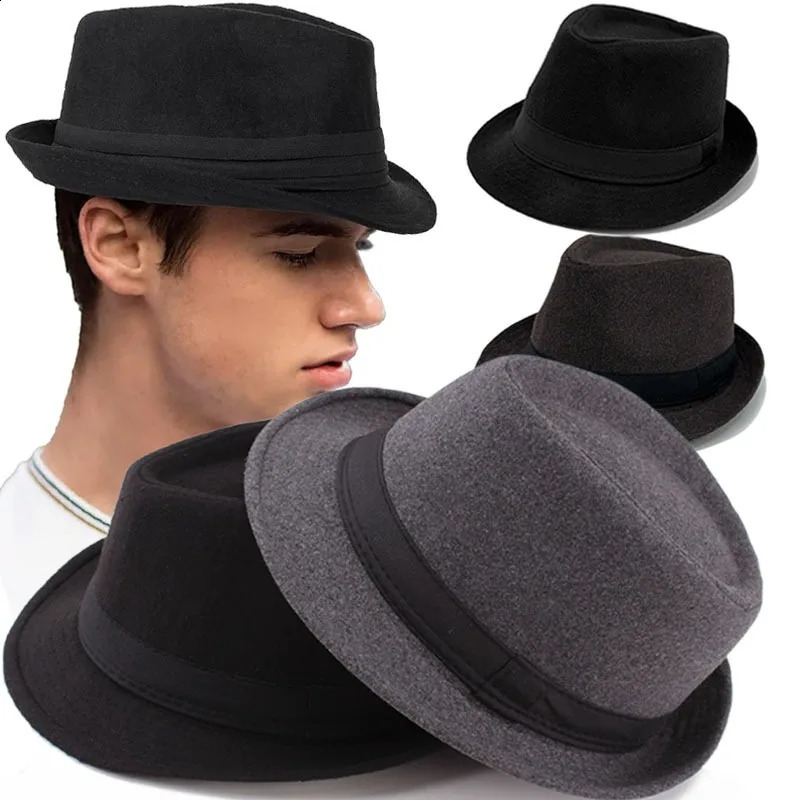 Warm Wool Fedora Hat for Men Winter Thermal Top British Classic Style Jazz Cap Elderly Gentleman Cold Weather Dress 250919
