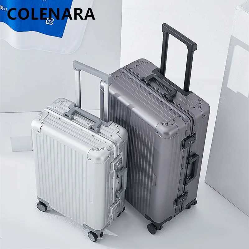 COLENARA 2024 Inch Luggage New Allaluminum Magnesium Alloy Trolley Case Universal Boarding Box with Wheels Rolling Suitcase W250920-image-1076022542