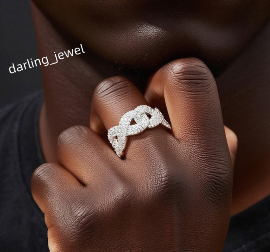 Pass Diamond Tester Hip Hop Bling D Color Moissanite Jewelry Iced Out Mens Cuban Ring With 925 Sterling Silver GRA
