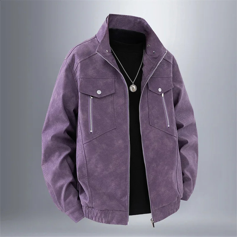 Mens Retro PU Leather Jacket Fashion Comfortable Flexible WearResistant Durable Spring Autumn Mens Fashion Outerwear 250920