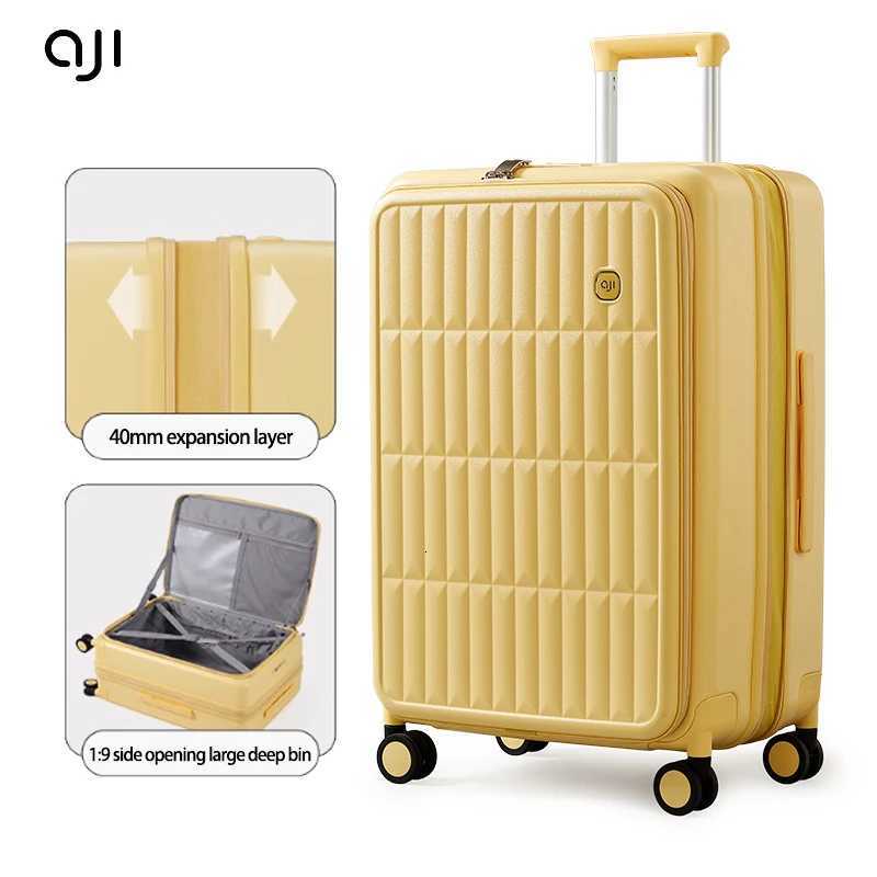 AJI Woman Suitcase Travel Luggage Expandable Top Open Carry On Luggage 202426 Inch Men Trolley Case With Tsa Lock W250920-image-1076020330