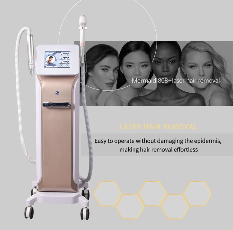 2 in 1 Picosecond Tattoo Removal 808 755 1064nm Diode Skin Rejuvenation Painless Permanent Laser Hair Removal Machine Carbon Peeling Freckle Removal