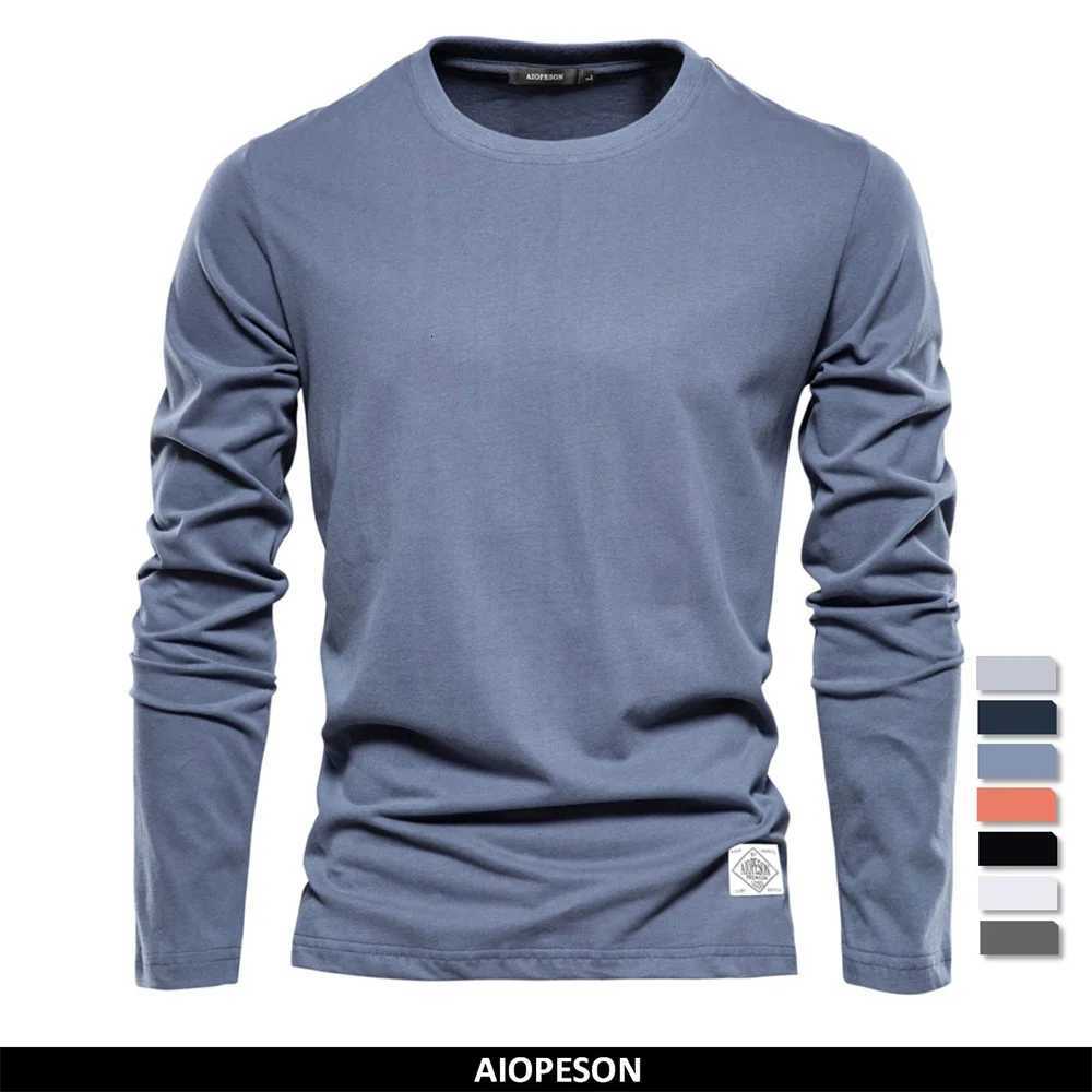 100 Cotton Long Sleeve T shirt For Men Solid Spring Casual Mens Tshirts High Quality Male Tops Classic Clothes Mens TshirtsXJ250920