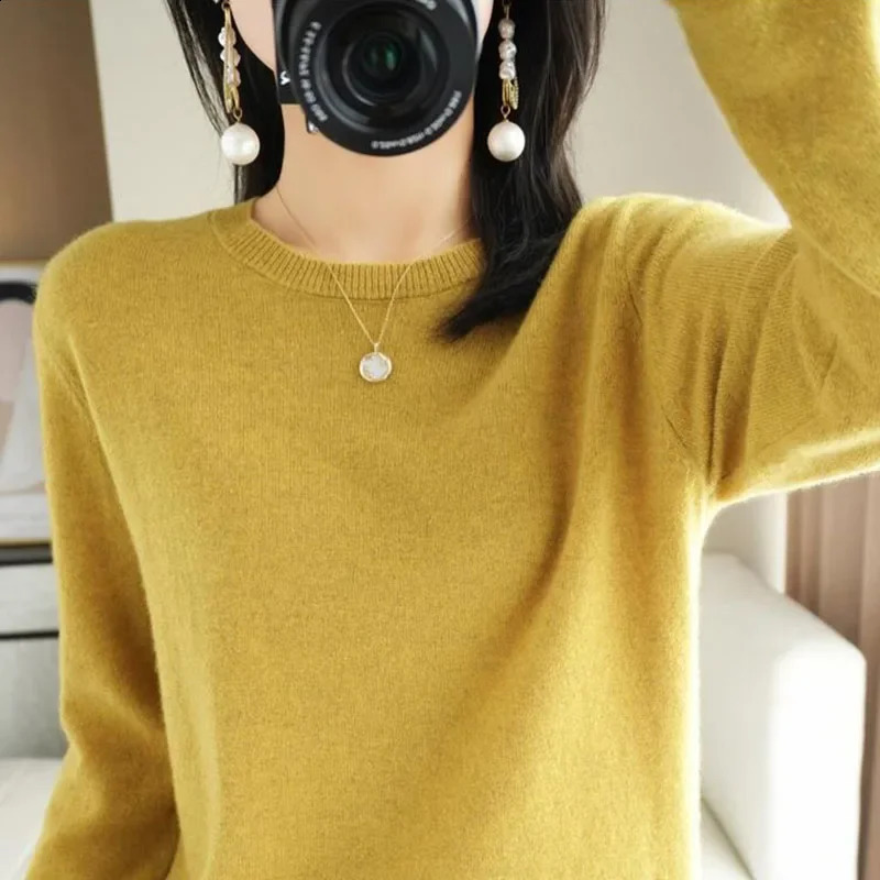 Women Sweater Oneck Autumn Winter Basic Pullover Warm Casual Pulls Jumpers Korean Fashion Spring Knitwear Bottoming Shirt 2025 250920