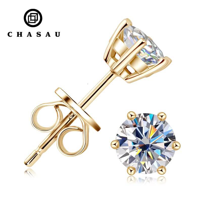 Dernier style de haute qualité 5 mm Moissanite 925 Sterling Silver Eco Friendly 6claw Classic Stud Oreads