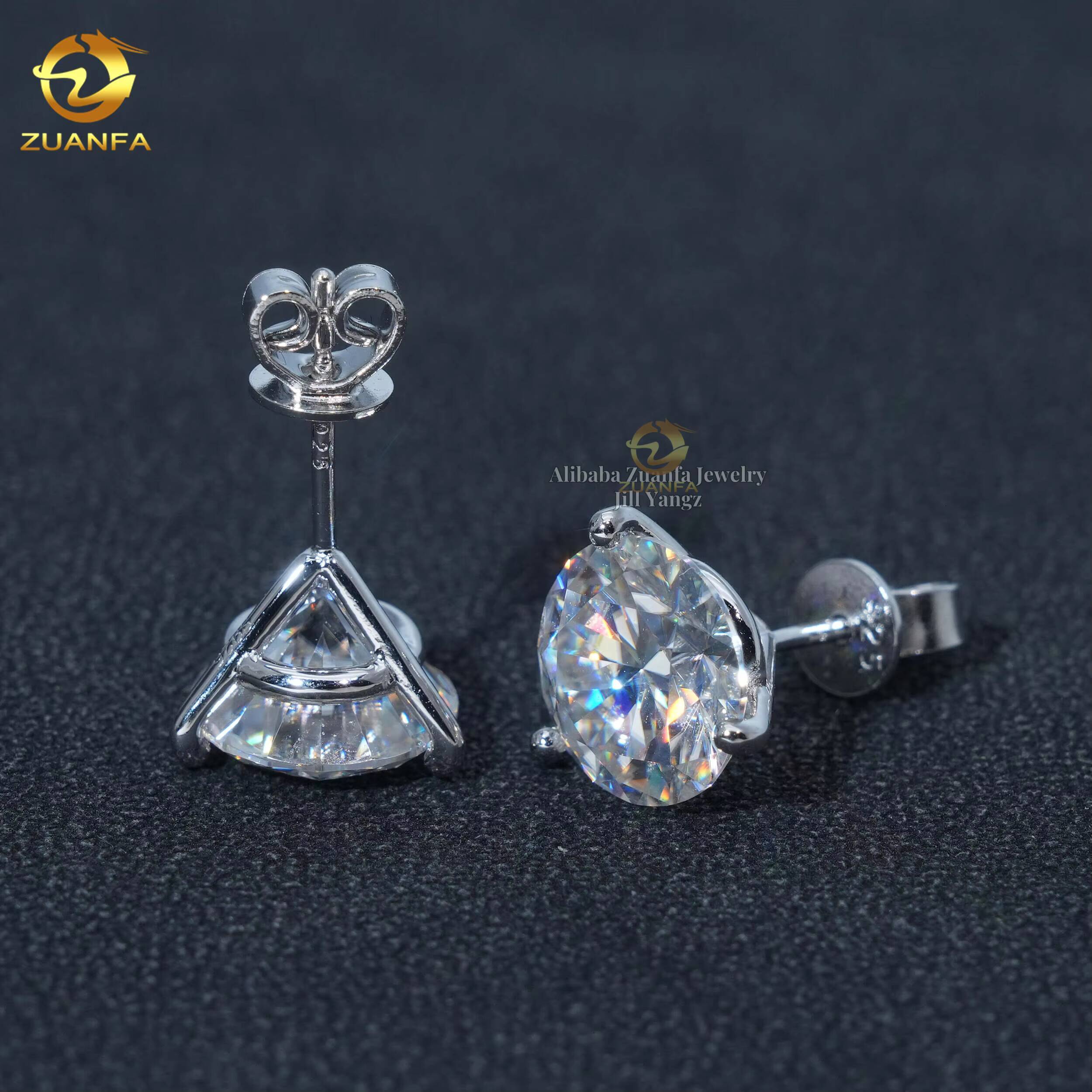 Martini Set Moisanite Stud Orees Boucles d'oreilles 95 mm Big Stone Round Brilliant Cut Wielry Bijoux Accessoires Hip Hop Bijoux