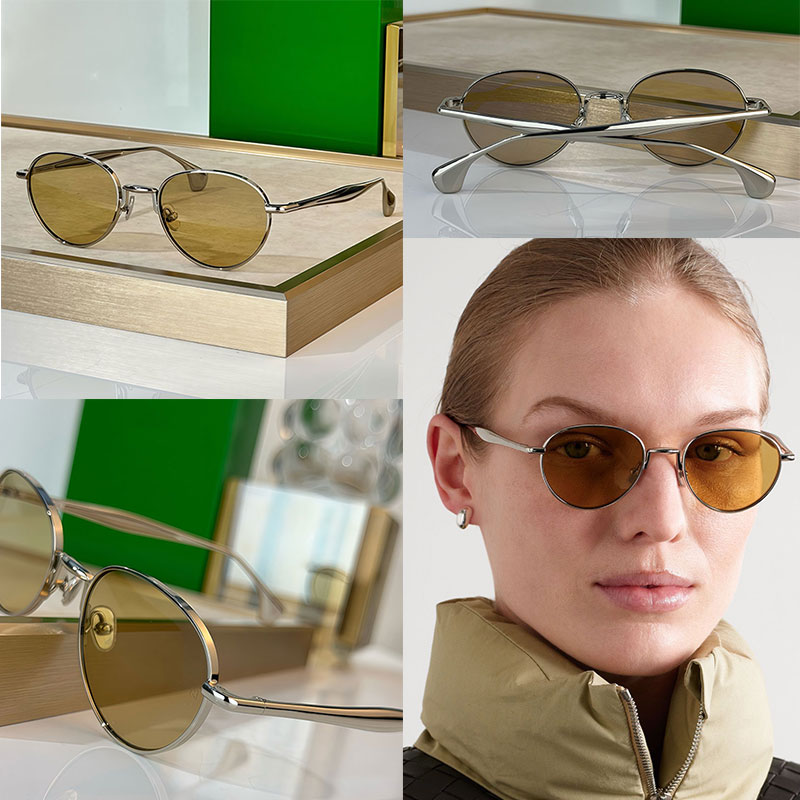 Fin Panthos Sunglasses Women New Silver Metal Oval Frame with Fin Inspired Form Modern Fashion Unique Personalized Design Men Sunglasses BV1396 w