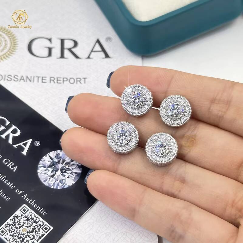 2025 New Arrival HipHop Iced Out 55MM Moissanite Stud Earring 925 Sterling Silver Luxury VVS Moissanite Earrings