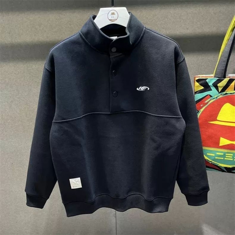 American Style Mens Hoodie Spring Autumn Fashion Loose Half Zip Casual Student Jacket 250919