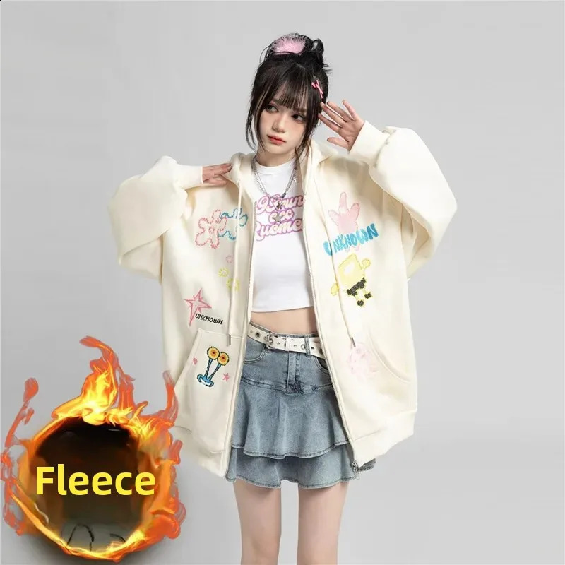 Loose Hoodie Sweatshirt Unisex Autumn Winter High Street Hong Kong Style Student Printed Top Coat Jacket Female Male 250920