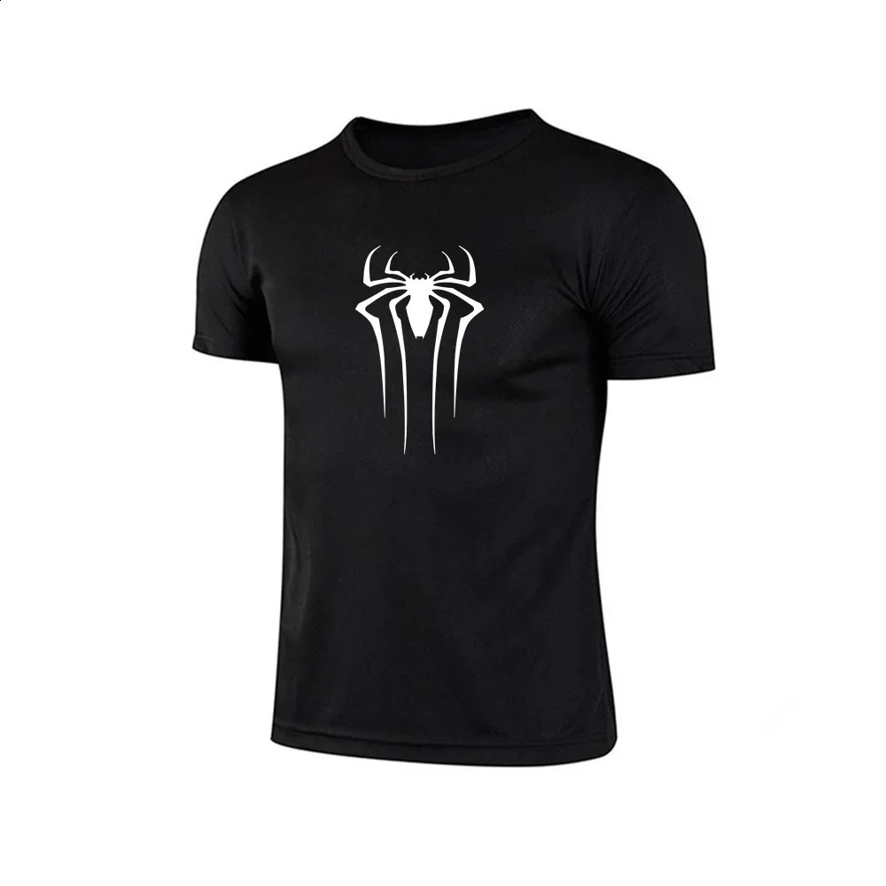 Men's Spider Graphic T-Shirt, Black Sport Tee - Acetate Pull-On Casual Shirt for Activewear, Gym, Training, and Everyday Wear, Hand Wash Only, Spide