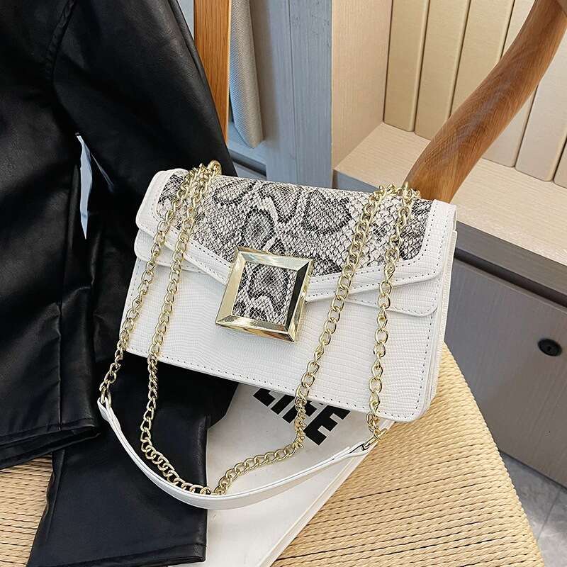 Retro Snake Skin Match 2024 Nouvelle chaîne de mode Crossbody Crossbody Elegant and Trendy Commutiant une petite épaule Small Square Sac