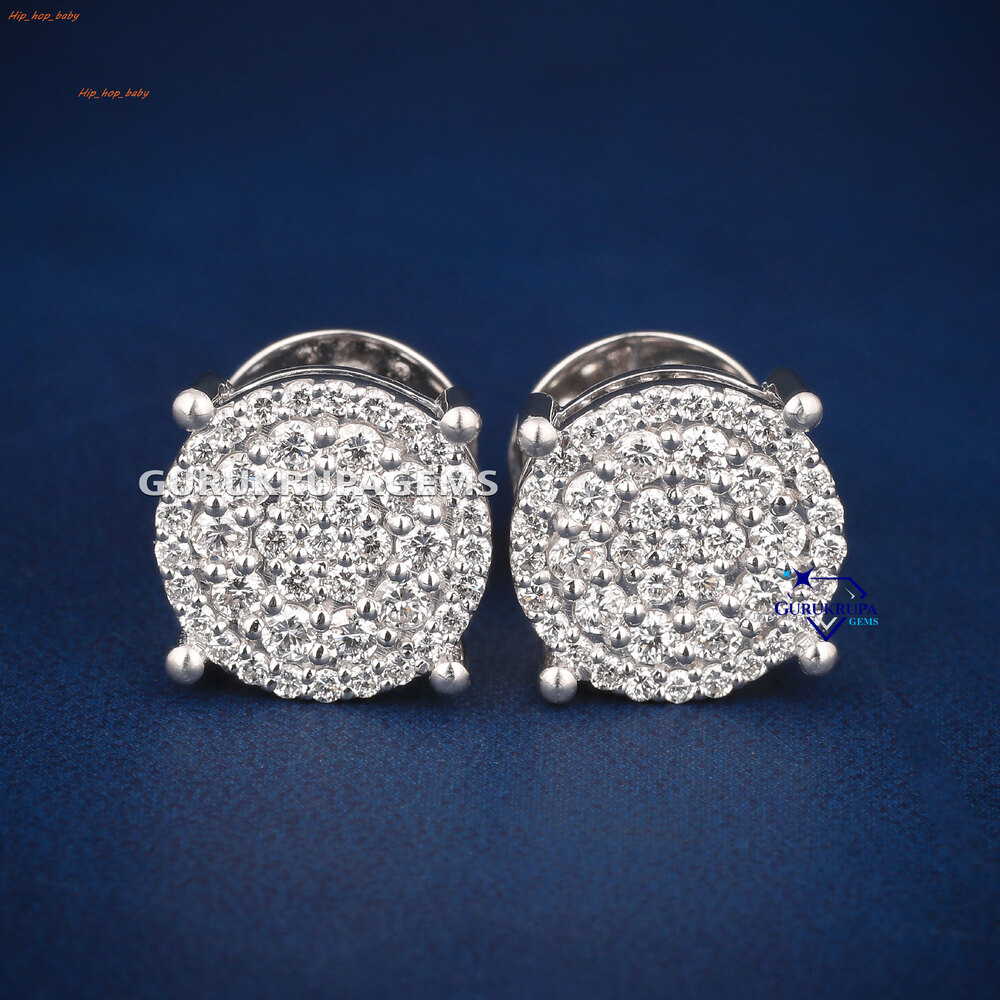 Iced Out Jewelry Fashion Hip Hop Style VVS Moissanite 14k Solid Gold Diamond Stud Earrings Wholesale