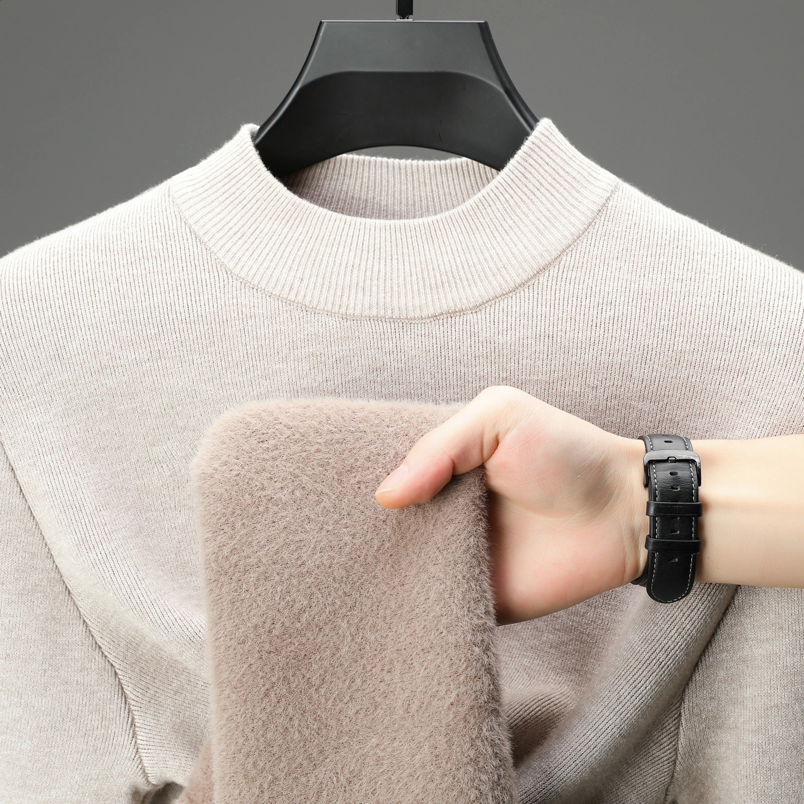 Quality Mens Sweater ONeck Solid Color Simple Thick Long Sleeve Hoodie Winter Business Versatile Fashion Trend Menswear 250920