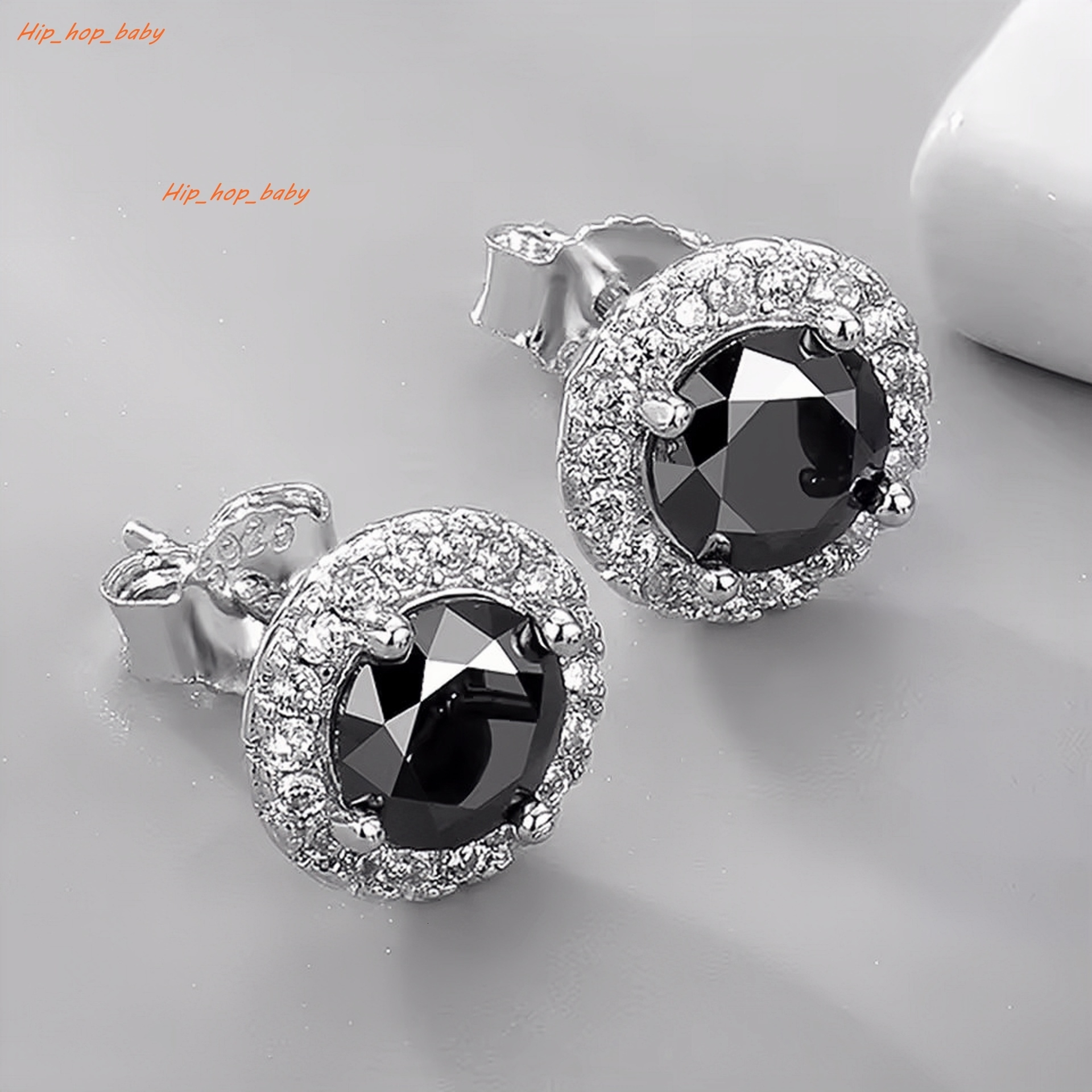05CT 1CT Black Moissanite Earring Men Women Jewelry 925 Sterling Silver White Gold Plated VVS Male Halo Diamond Stud Earrings