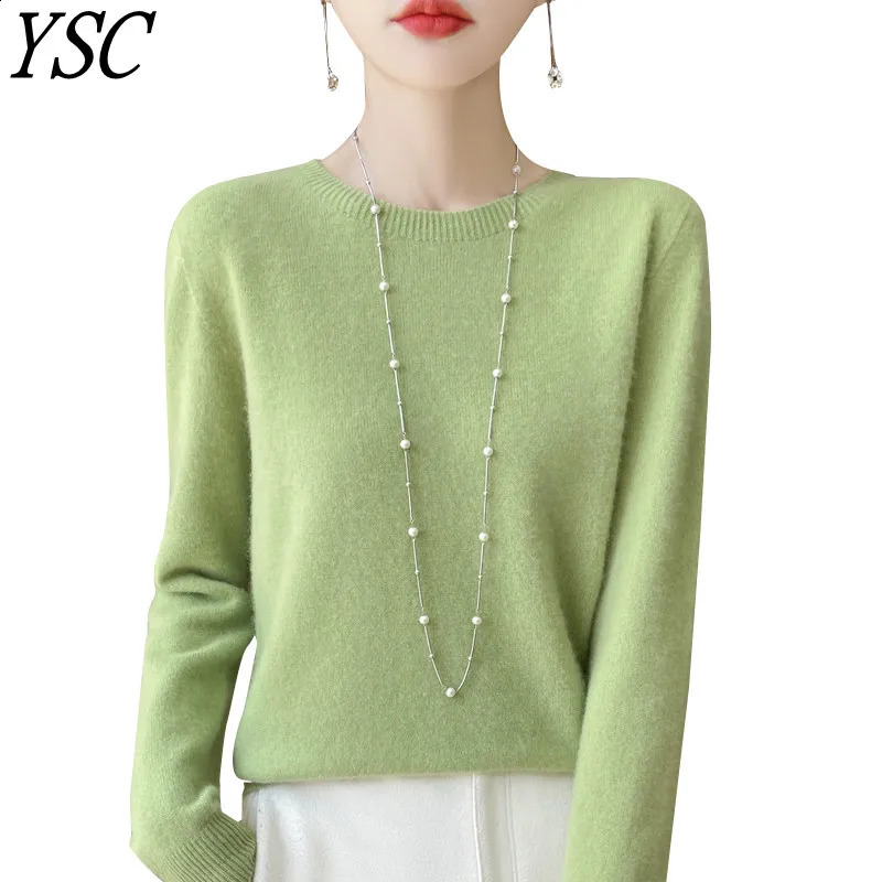 Winter Classic Seamless Cashmere pullover Women fashion Wool Sweater Round Neck Long sleeved warmloose fitting Clothing Tops 250920