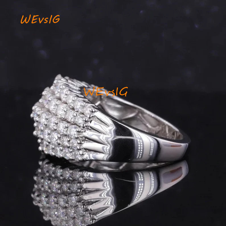 Womens Fashion Stainless Steel Moissanite Diamond Ring Platinum And Solid 925 Sterling Silver Plated Fully Iced Out Jewelry