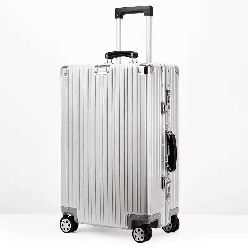 Top Quality All Aluminummagnesium Alloy Travel Suitcase Rolling Luggage 20242629 Retro Trolley Case Bag CarryOn Boarding W250920-image-1076034079