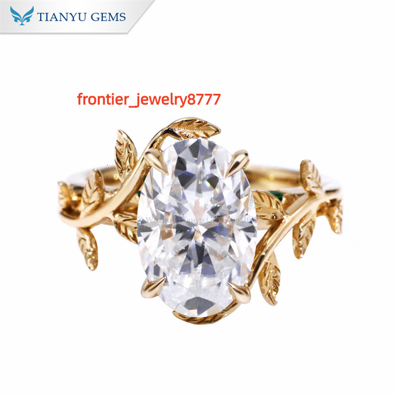 Tianyu Gems 8x12mm 45ct Oval Moissanite Ring 10k 14k 18k Yellow Gold Custom Wedding Band Engagement Rings for Women Jewelry