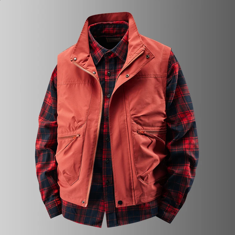 Mens Outdoor Highquality Casual Versatile Sleeveless Vest for Spring Autumn Wearing Windproof Breathable Leather 250920