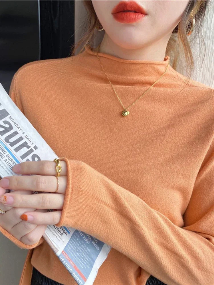 Spring Sweater Turtleneck Slim Fit Basic Pullovers 2025 Fashion Korean Knit Tops Bottoming Womens Sweater Stretch Jumpers 250920