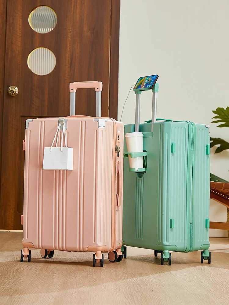 New Style Luggage Suitcase 24inch Travel Trolley Case For Ladies Lightweight Large Capacity With Cup Holder And Mobile Phone W250920-image-1076022474