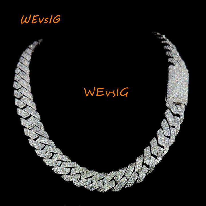 16 mm Miami Iced Out Cuban Chain 925 STERLING Silver with Moissanite Embellissement Hip Hop Collier Cuban Link