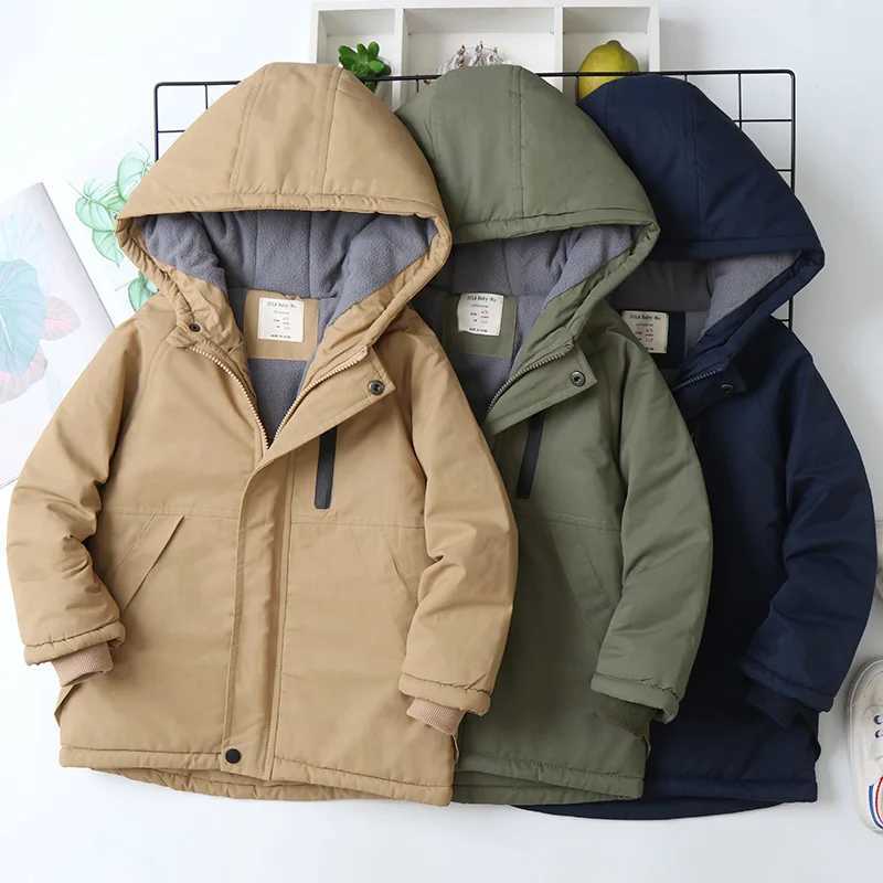 Veste d'hiver d'hiver automne pour garçons Hooded Plus Velvet épaississez un adolescent chaud manteau de vêtements d'extérieur 414 ans parka pour