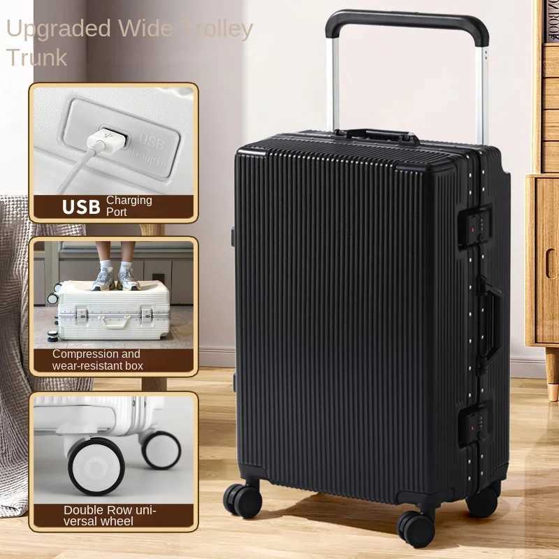 2025 New Wide Trolley Case Aluminium Frame Luggage Large Capacity 20222426 inch ABSPC Luggage Travel Suitcase Cabin Carrier W250920-image-1076022586