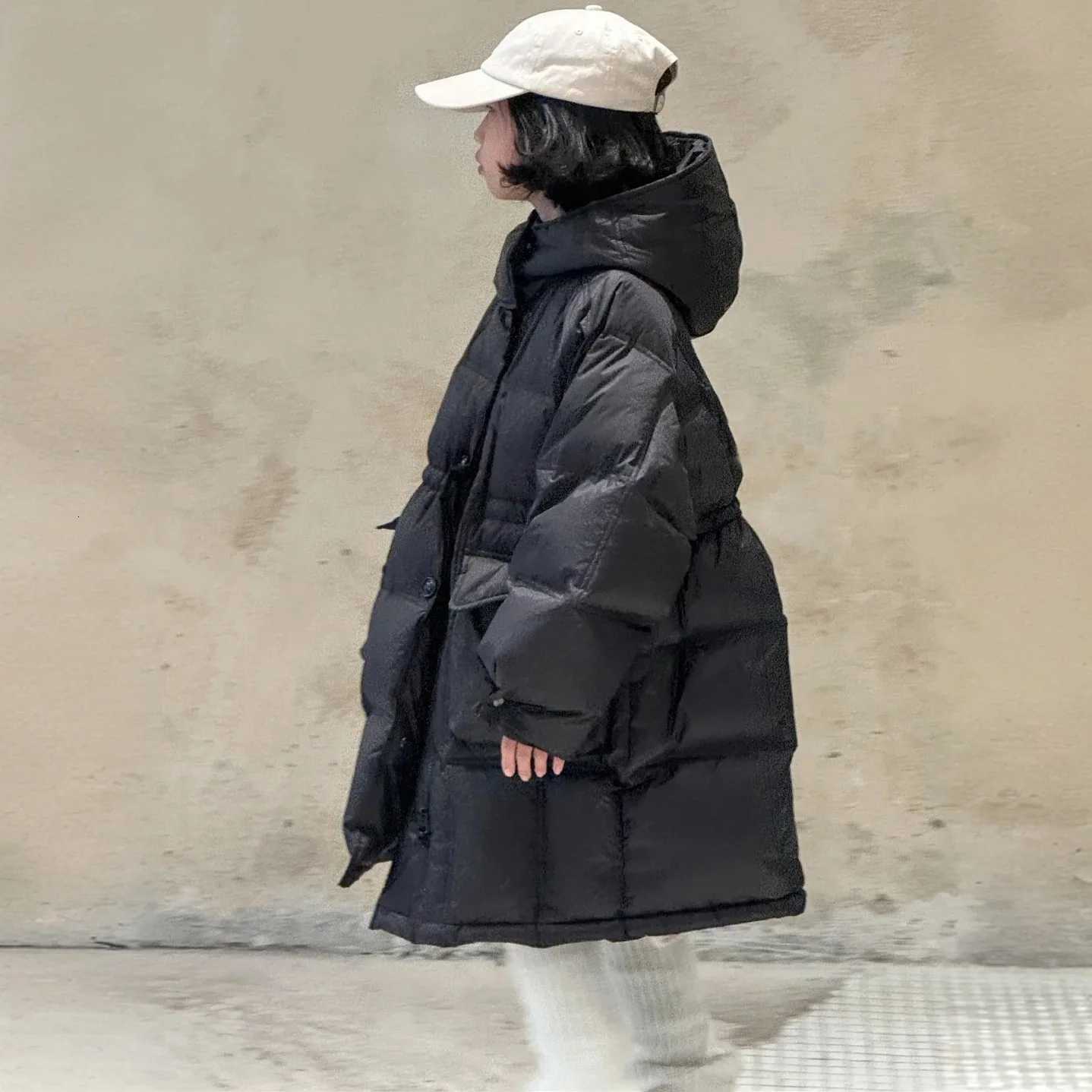 414Years Childrens down cottonpadded jacketgirls thick and fashionable midlength cottonpadded Koreanstyle coldproof coat X250920