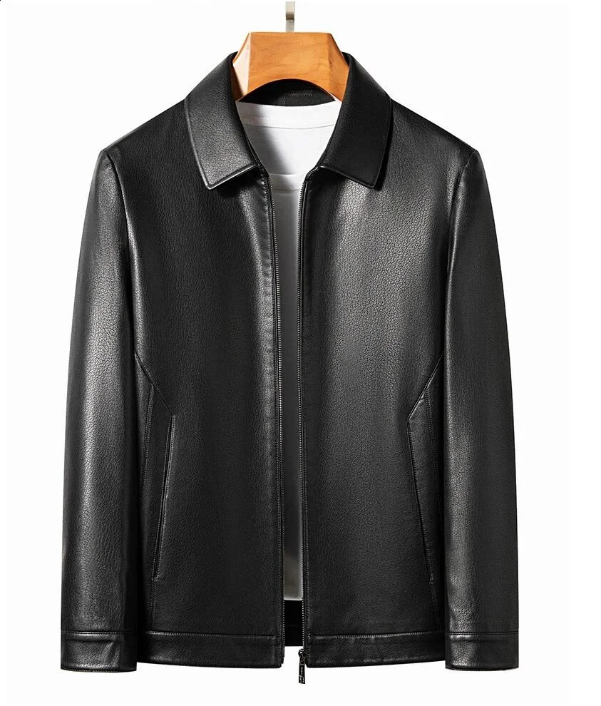 Spring and Autumn Genuine Leather Mens Sheep Leather Jacket Mock Collar Youth Premium Casual Coat Motorcycle 250920