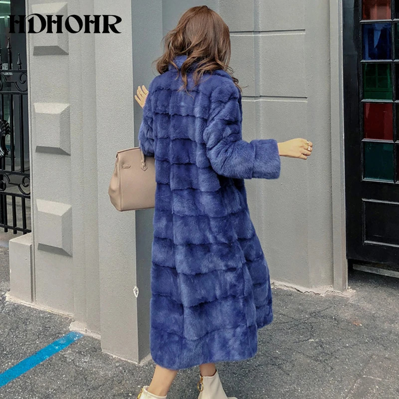 HDHOHR 2025 Real Whole Mink Fur XLong Coat Factory Direct Sale Winter Slim Warm Female Mink Fur Long Turndown Collar Jacket 250920