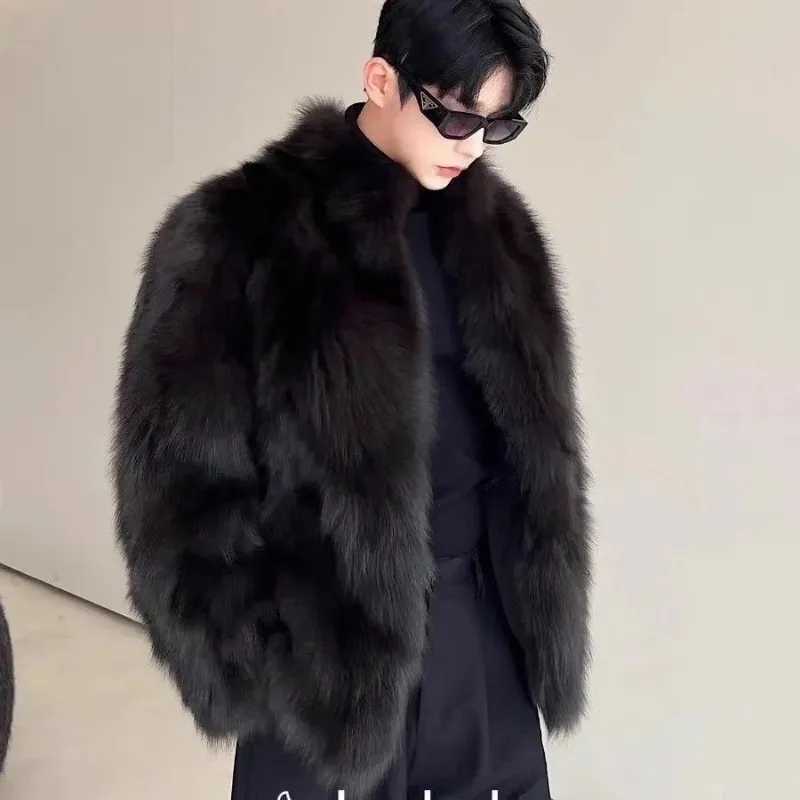 Mens AutumnWinter Top Coat Faux Fur Ecofriendly Thickened Comfortable Loose Casual Design Fashion Advanced Niche VersatileXJ250920