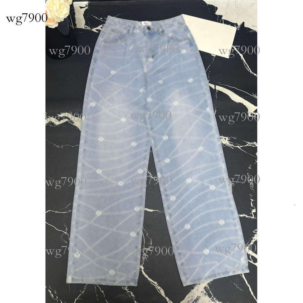 2025 New Fashion Straight-Leg Women's Jeans Designer Style with Beaded Print Pattern Suitable for Women's Daily Wear High Quality