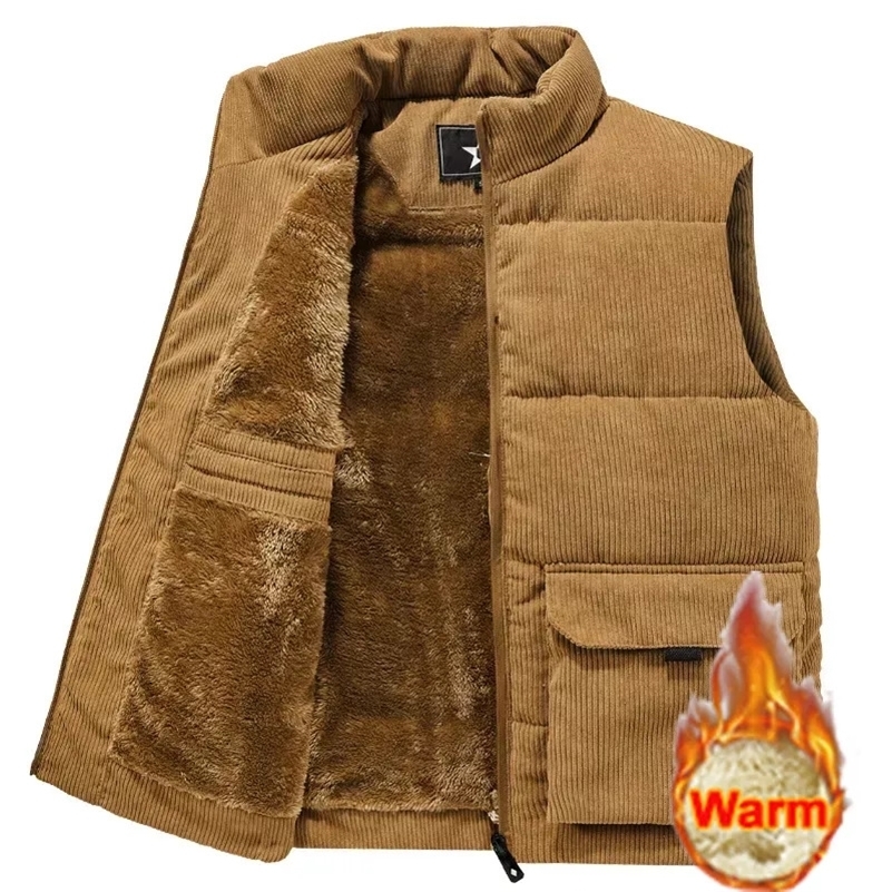 Winter Male Fleece Warm Vest Coats Men Stand Collar Army Thicken Waistcoats Clothing Mens Jacket Sleeveless Vest 250919