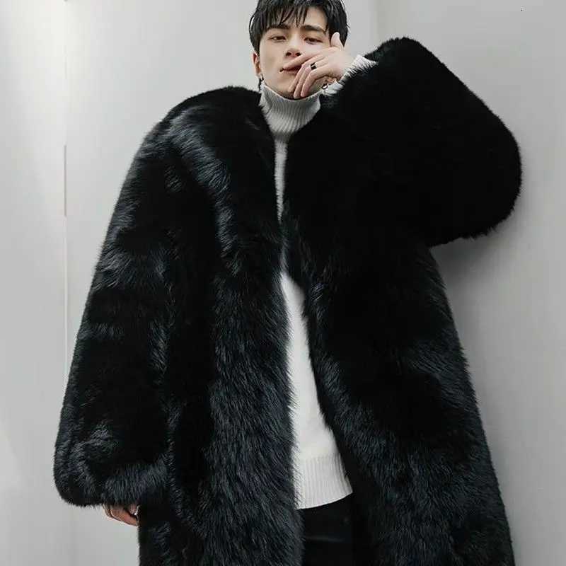 New Winter Mens Fur Coat Mink Overcoat For Male Keep Warm Clothes Korean Handsome Tide Fashion Business Casual Long JacketsXJ250920