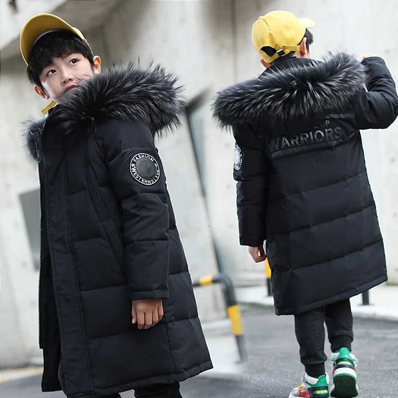 NEW Children warm Thicken clothing Boy clothes Winter Down Jackets 516 years Hooded Parka faux fur Coat Kids Teen Snow snowsuit X250920