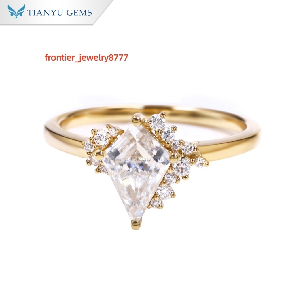 Tianyu Gems 7x10mm Kite Cut Moissanite Ring DEF 10k 14k 18k Yellow Gold Wedding Engagement Rings Custom Made Jewelry for Women