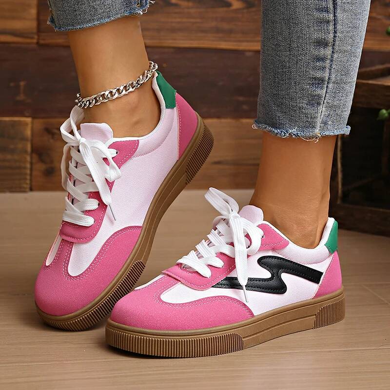 Fashion Mix Color Platform Sneakers Women Spring Autumn New Lace-Up Plus Size Flats Woman Comfortable Non Slip Sport Shoes Mujer ddmypanda