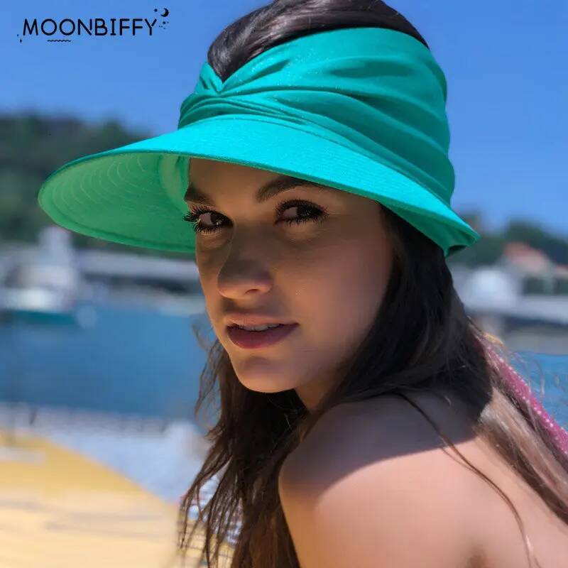 Polyamide Protect Wide Brim Sunhat Women Outdoor Summer Open Top Hollow Cap Adult Sun Visor Travel Seaside Beach Hat ddmythur