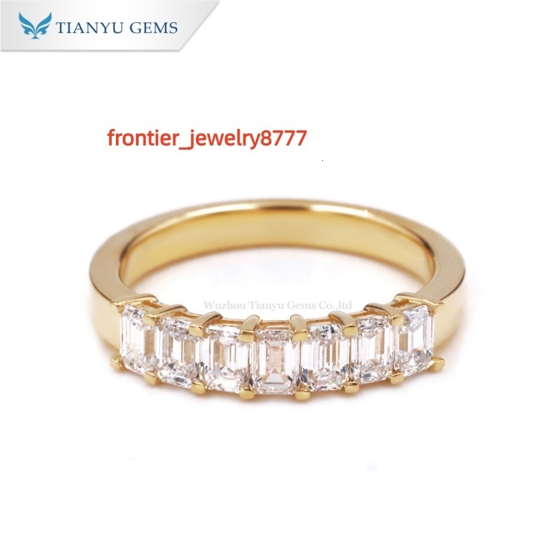 Tianyu Gems 25x35mm Emerald Cut Lab Diamonds Ring DEF Diamond Women Custom 18k 14k 10k Yellow Gold Wedding Engagement Rings