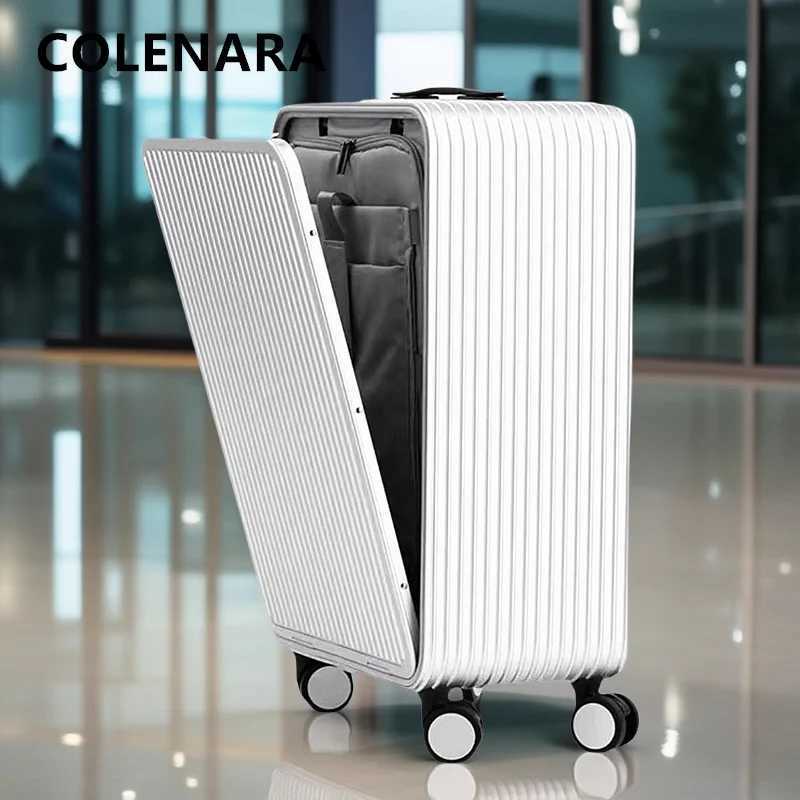 COLENARA Rolling Suitcase Mens All Aluminum Magnesium Alloy Trolley Case 172024Inch Front Opening Boarding Box Cabin Luggage W250920-image-1076034062