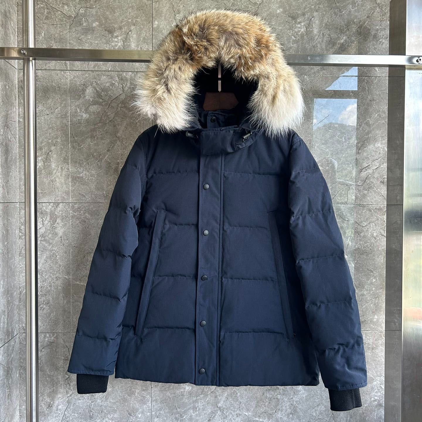 mens winter jacket puffer jacket parka down jacket homme warm outerwear wolf fur hooded fur jacket coat doudoune red/black label designer jacket EU