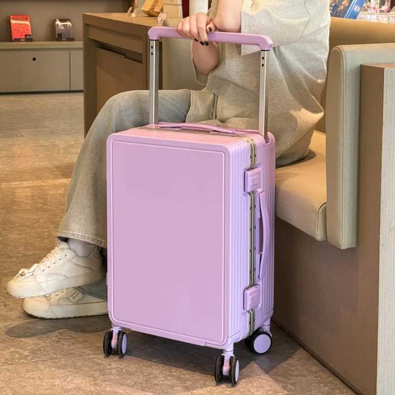 2024 Inch Large Size Wheeled Travel Suitcase Wide Rod Rolling Luggage Case Fashion Aluminum Frame Trolley Luggage W250920-image-1076020377