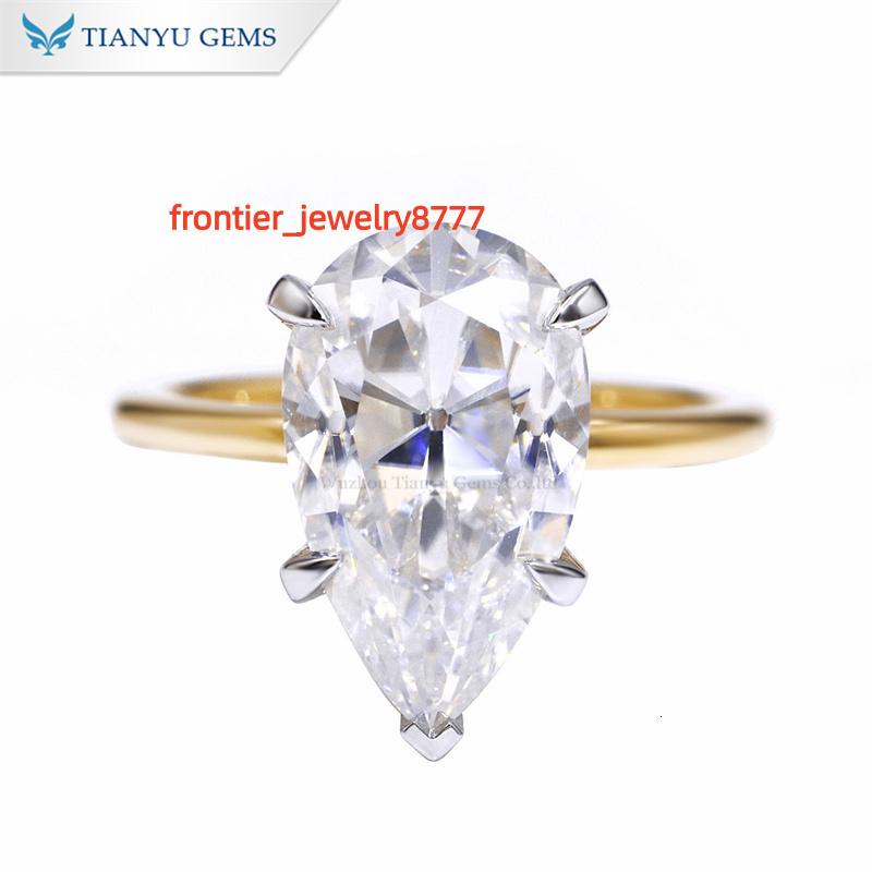 Tianyu DVVS 15x9mm Pear Old European Cut Moissanite Diamond Rings 10K 14K 18K Silver 925 Wedding Engagement Ring