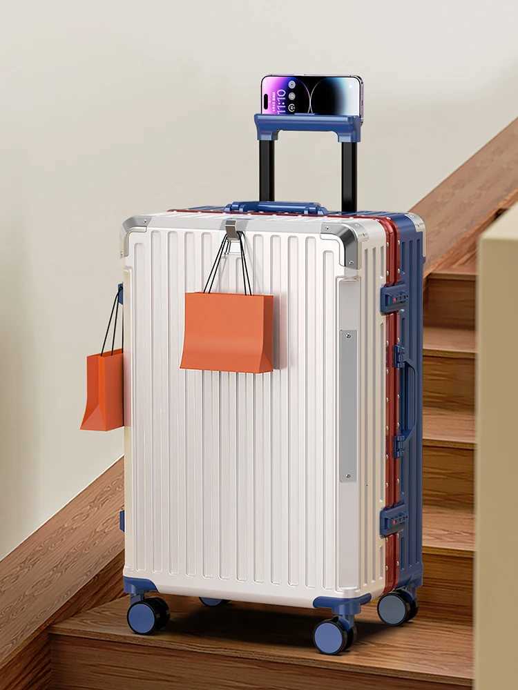 Travel Suitcase Aluminum Frame New Mens Trolley Case 28 30inch Large Size Luggage 20inch Password Carryon Suitcase Cabin Case W250920-image-1076022598